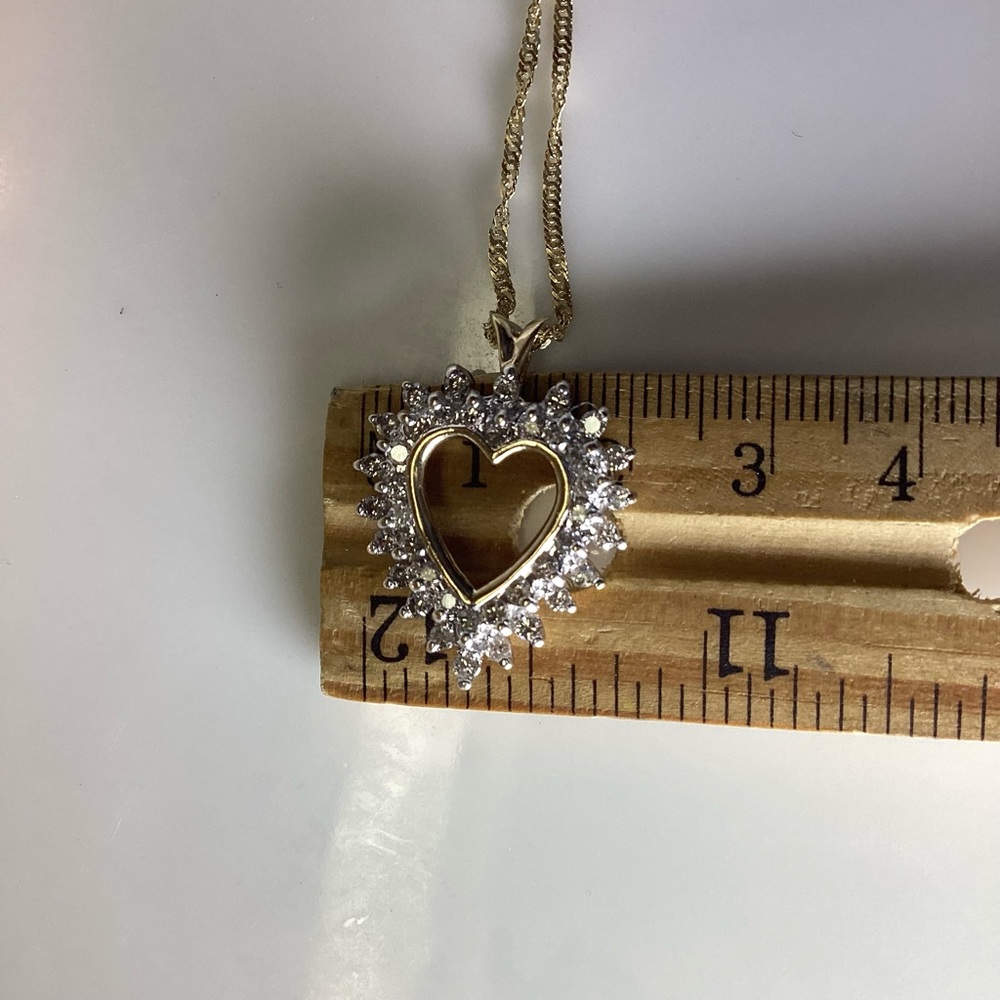 Gold Heart Diamond Pendant - Picture 8 of 11